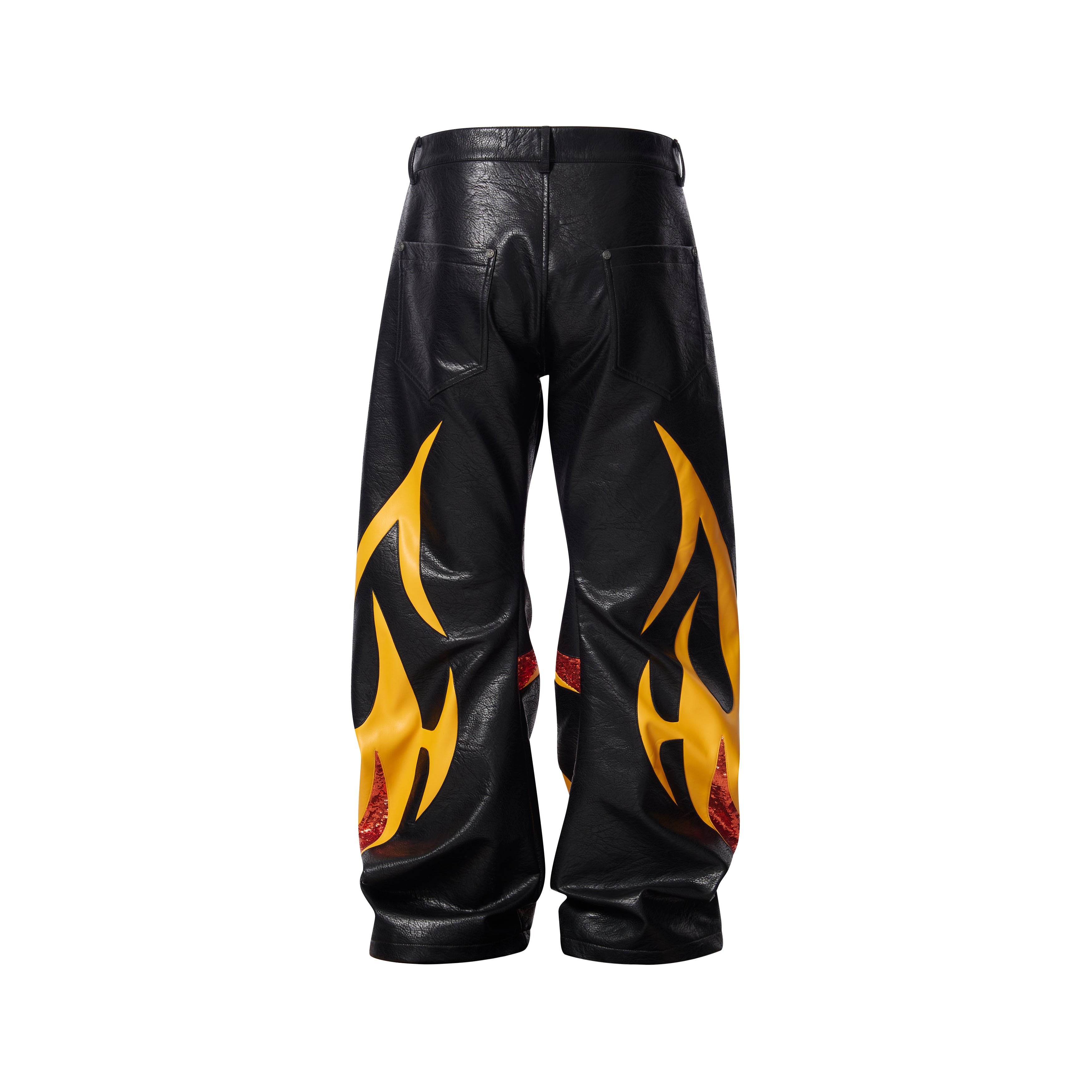 BBiMP Sequin Flame Moto Leather Pants
