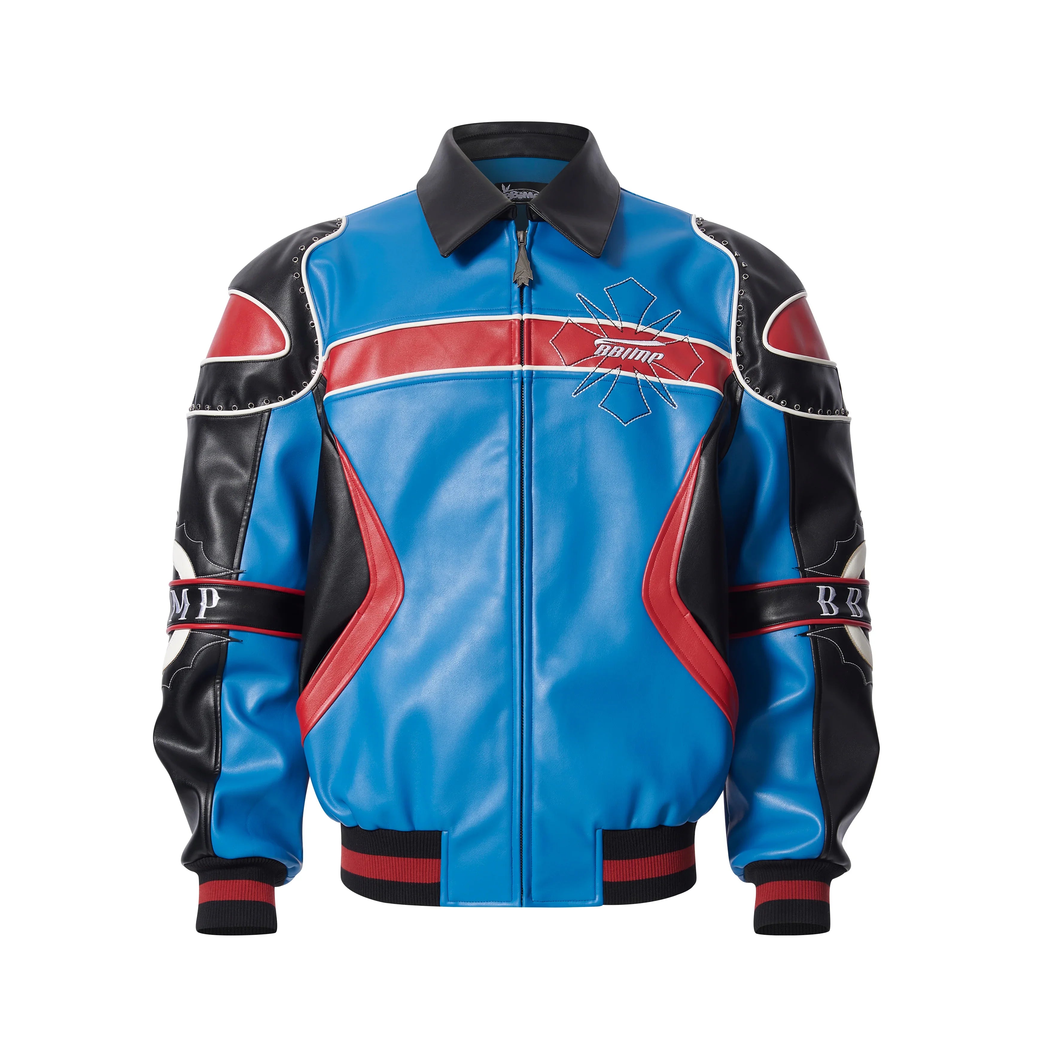 BBiMP Demon Embroidery Heavy Biker Leather Jacket - BBiMP