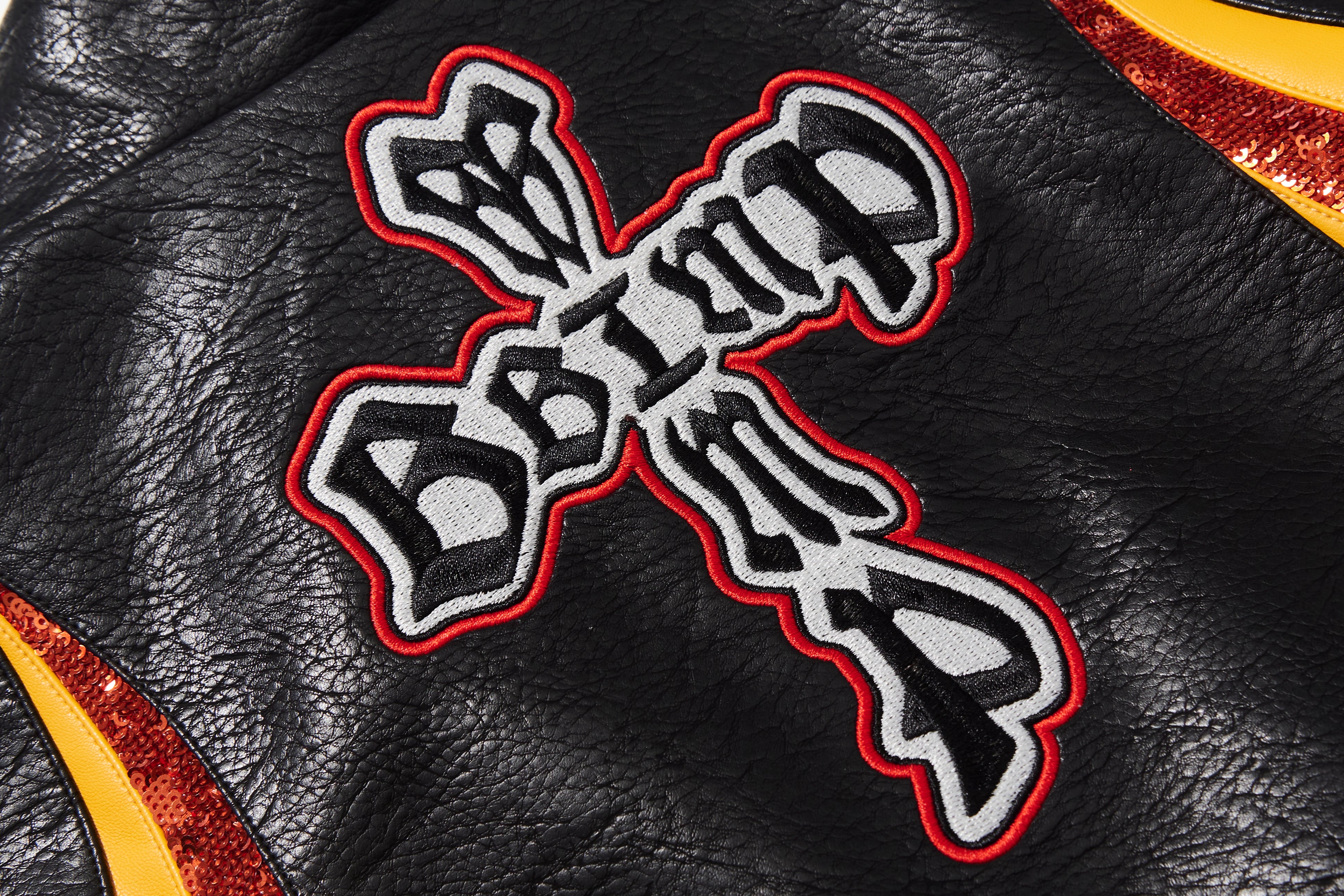 BBiMP Flame Embellished Sequin Leather Jacket