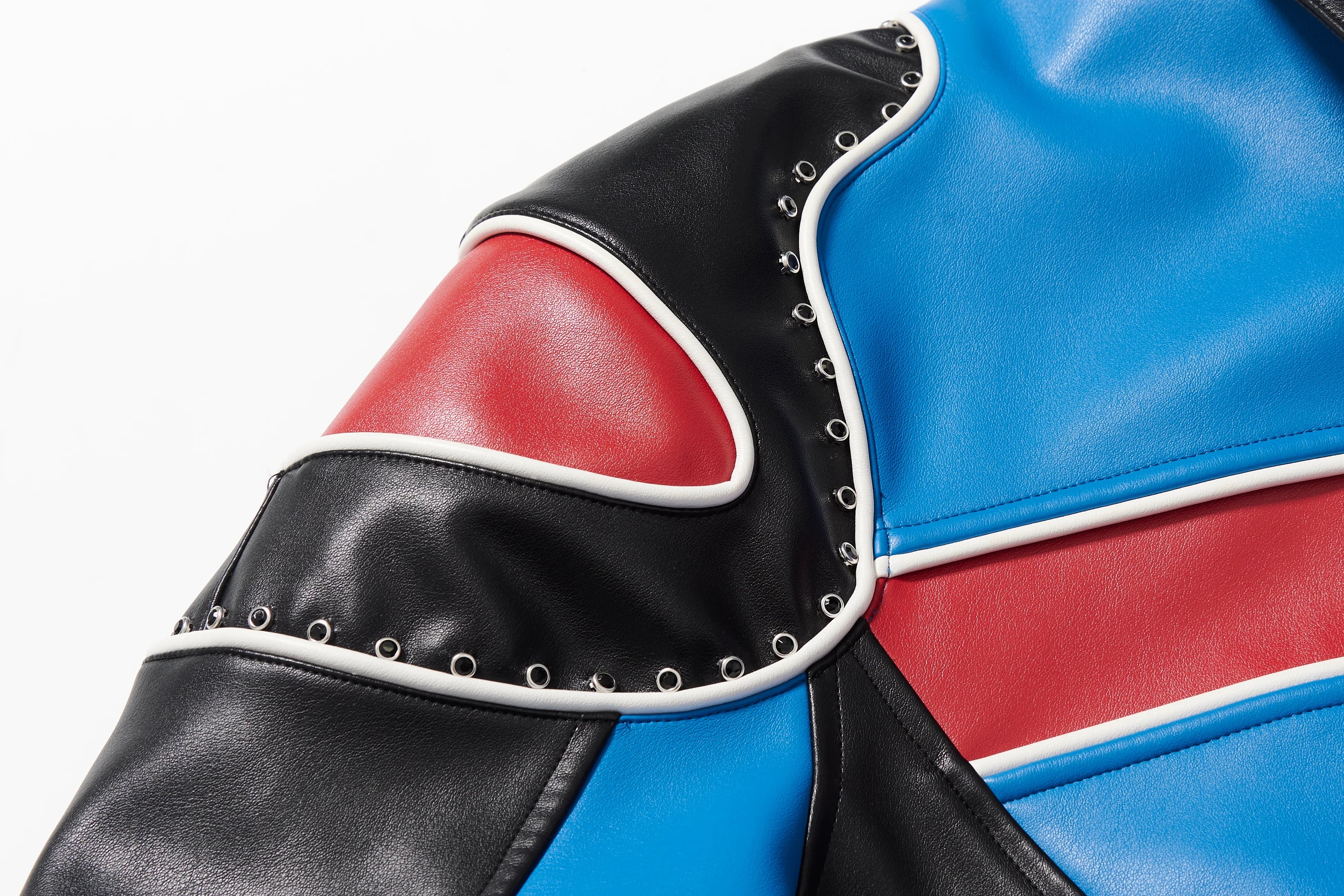 BBiMP Demon Embroidery Heavy Biker Leather Jacket - BBiMP