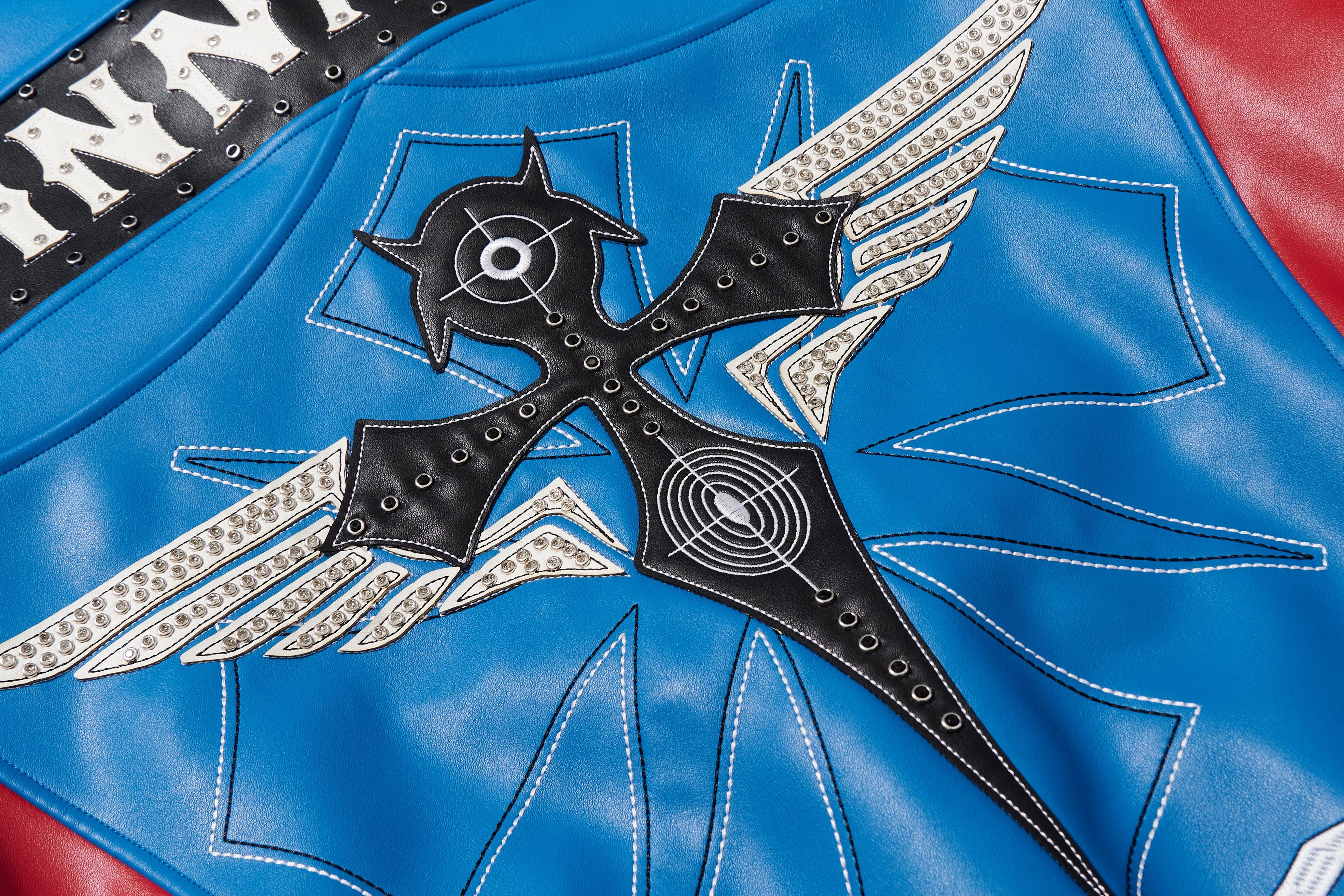 BBiMP Demon Embroidery Heavy Biker Leather Jacket - BBiMP