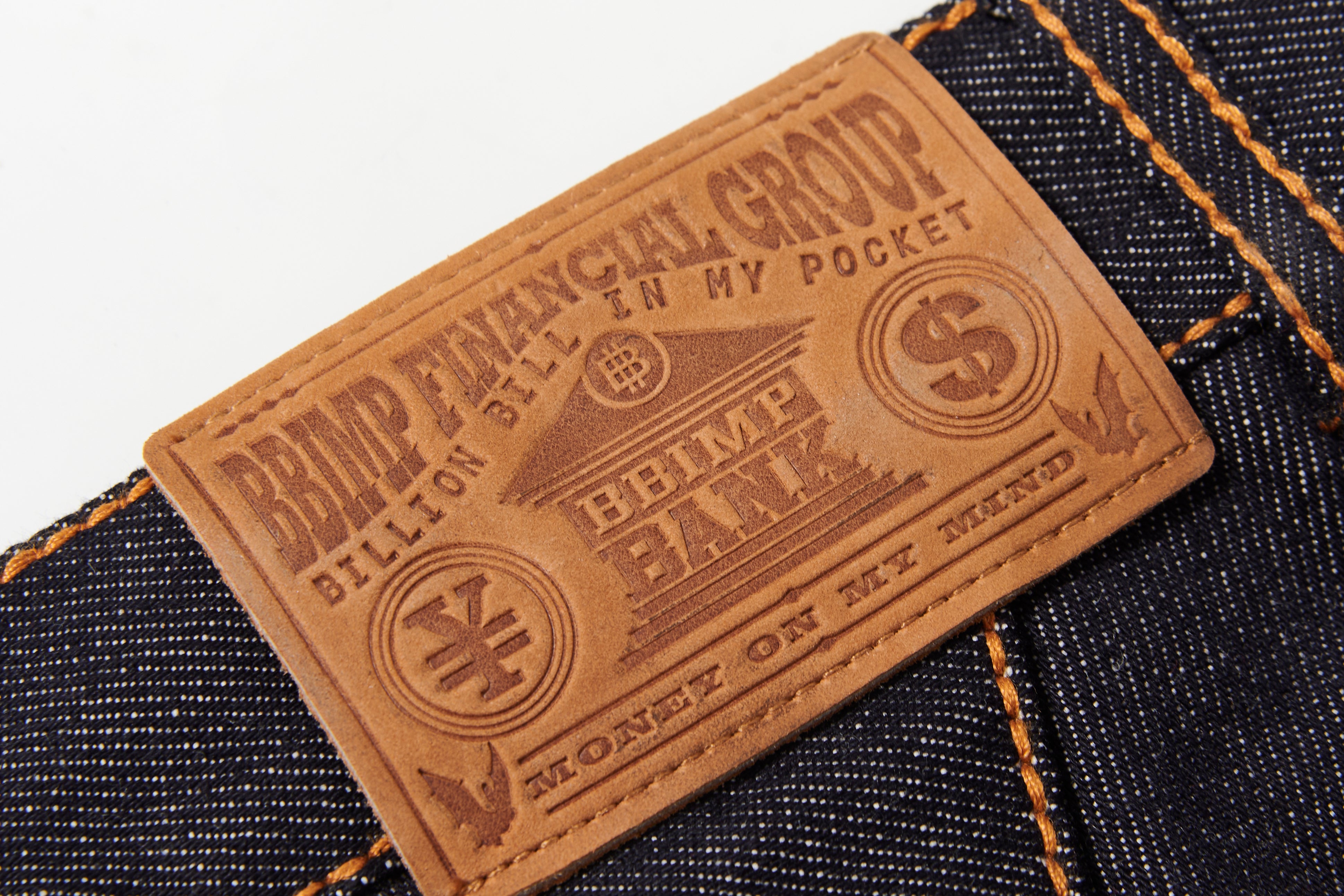 BBiMP Raw Denim Cargo Pants with Football Sequin Pattern