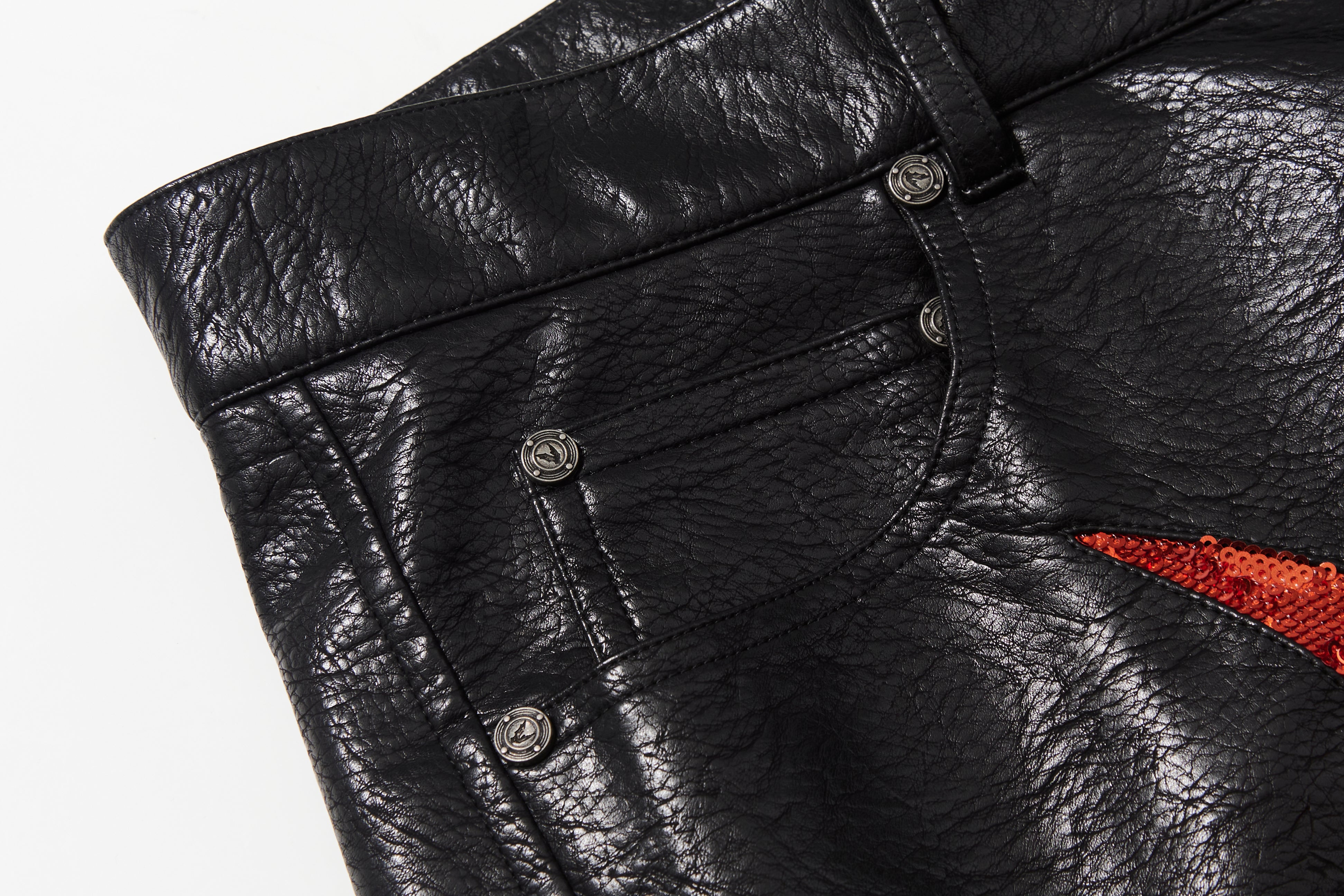 BBiMP Sequin Flame Moto Leather Pants