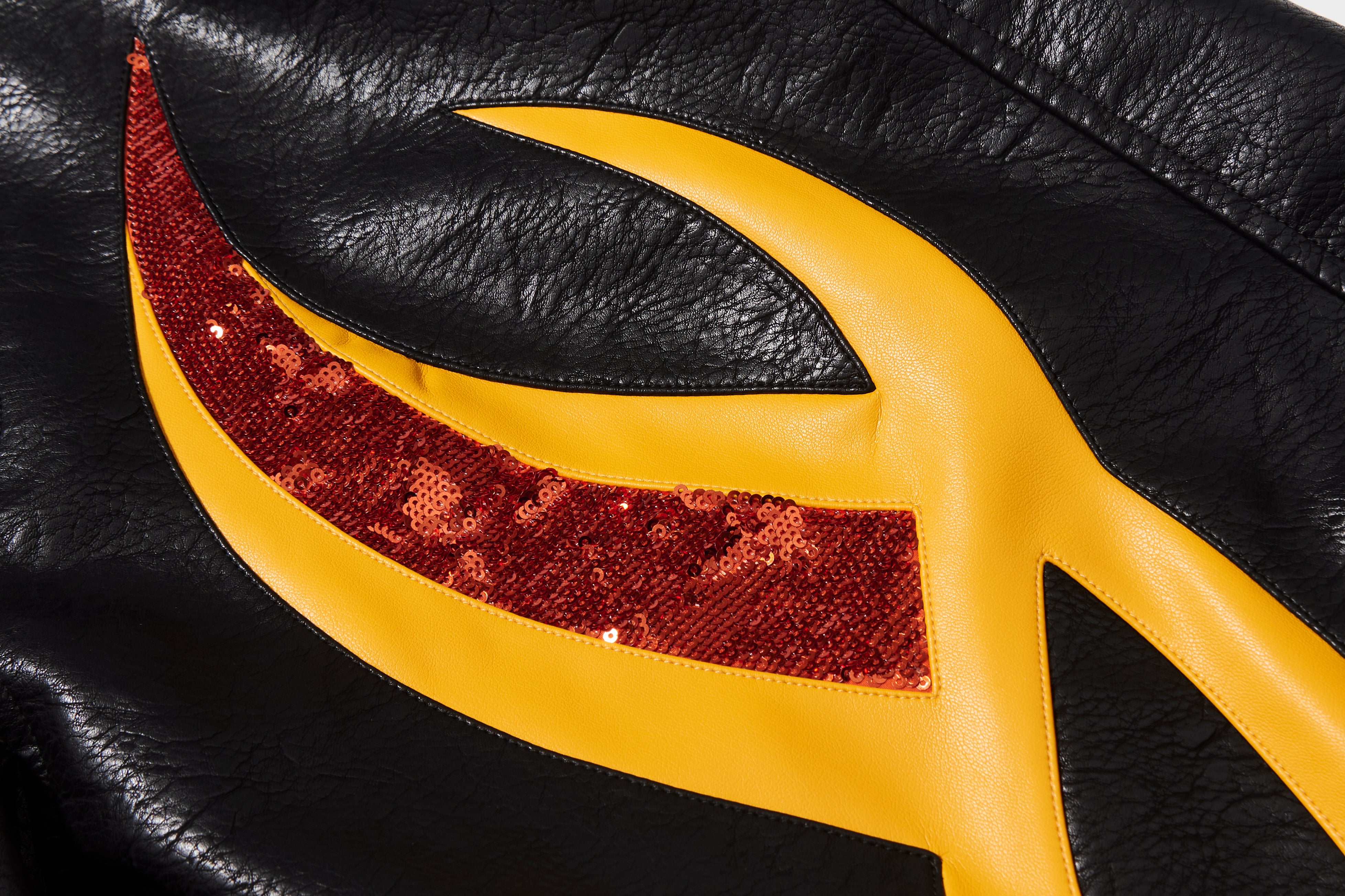 BBiMP Sequin Flame Moto Leather Pants