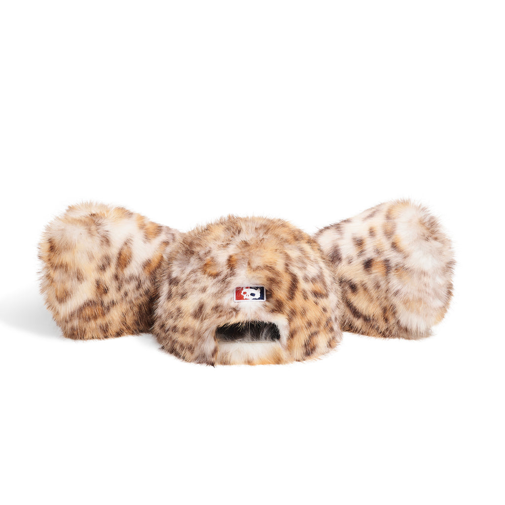 Fluffy Big Ear Snapback Cap - Leopard