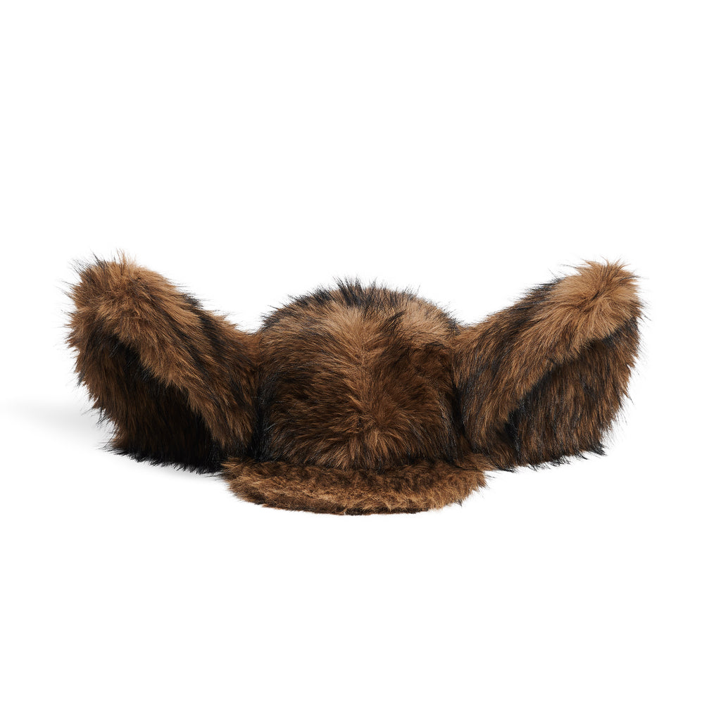 Fluffy Big Ear Snapback Cap - Brown