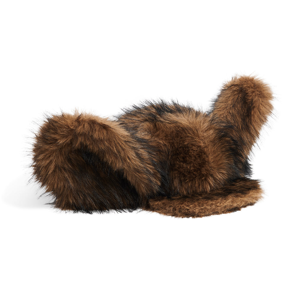 Fluffy Big Ear Snapback Cap - Brown