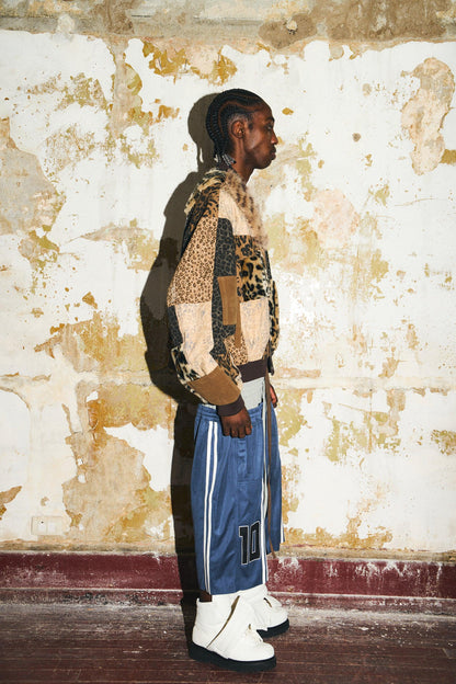 BBiMP Burn Effect Distressed Camo Bomber Jacket