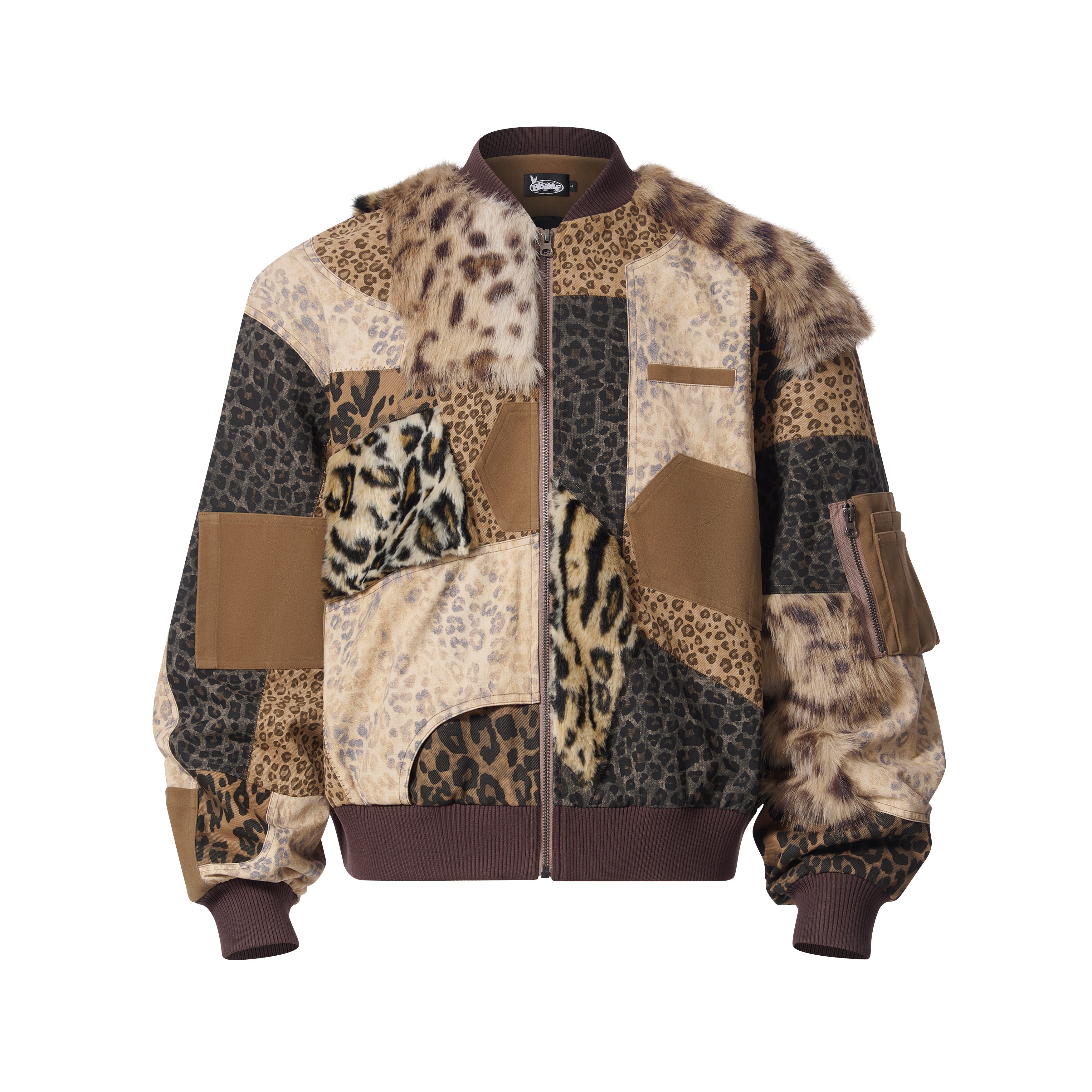 BBiMP Burn Effect Distressed Camo Bomber Jacket