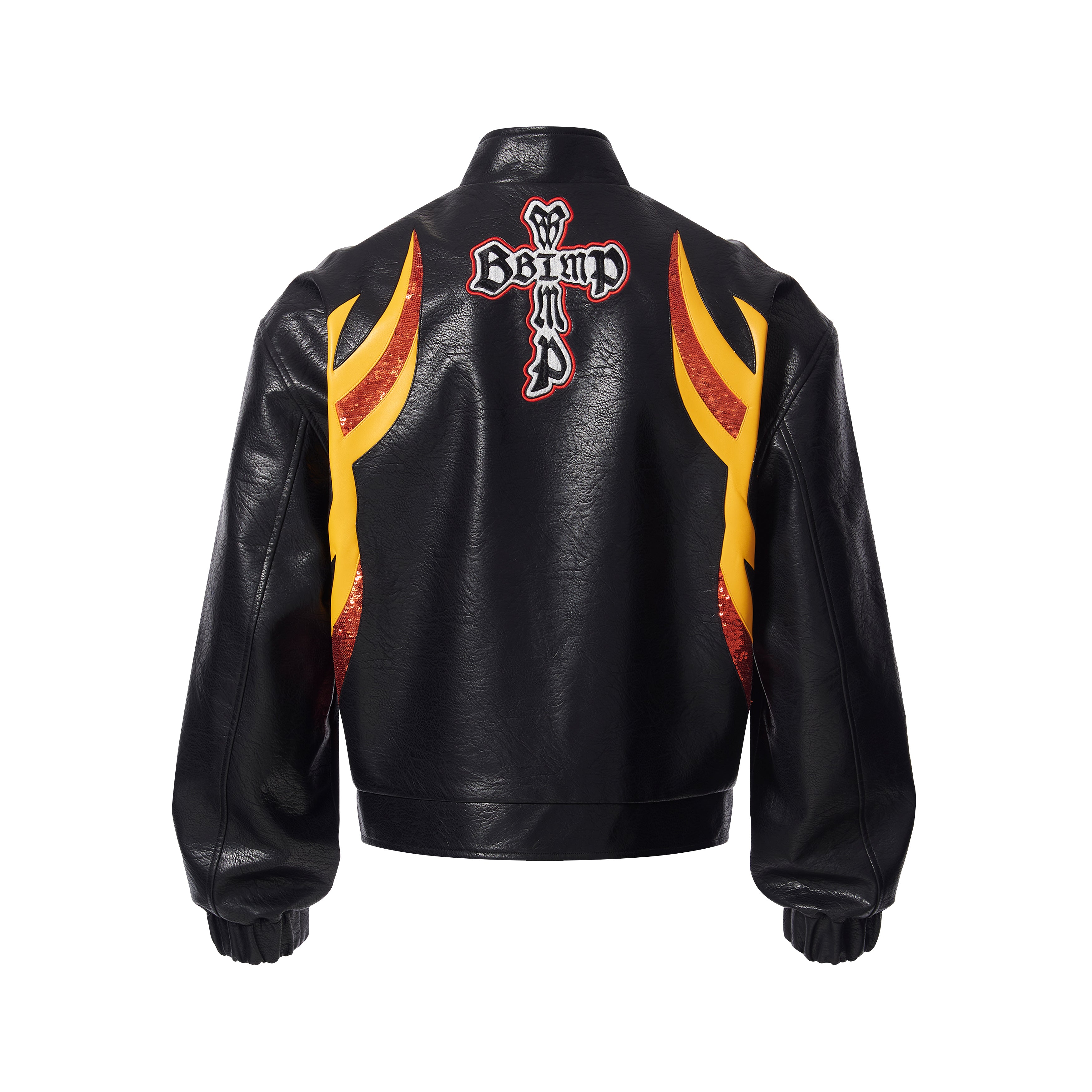 BBiMP Flame Embellished Sequin Leather Jacket