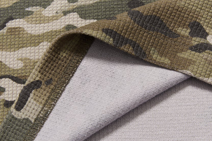 Burn Effect Camo Waffle Long Sleeve Tee