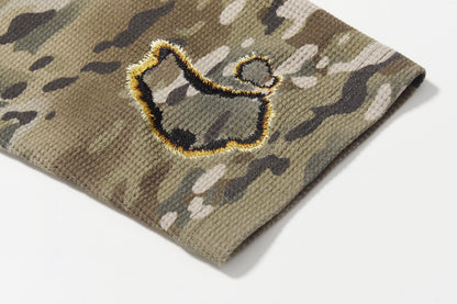 Burn Effect Camo Waffle Long Sleeve Tee