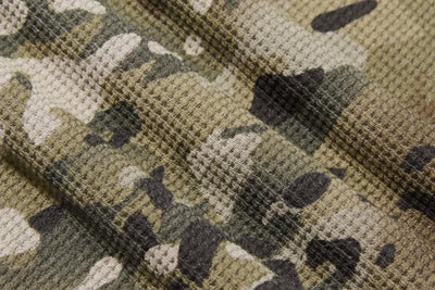 Burn Effect Camo Waffle Long Sleeve Tee