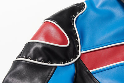 BBiMP Demon Embroidery Heavy Biker Leather Jacket - BBiMP