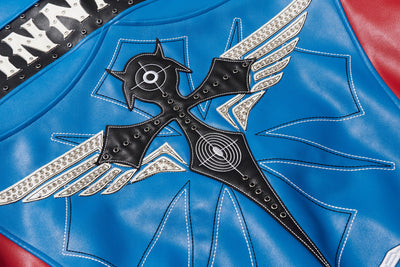 BBiMP Demon Embroidery Heavy Biker Leather Jacket - BBiMP