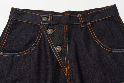 BBiMP Raw Denim Cargo Pants with Football Sequin Pattern - BBiMP